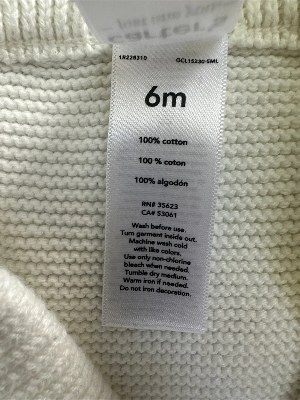 Carter’s Soft White 100% CottonKnit Baby Pants in- Cozy Stretch Waist in Size 6M